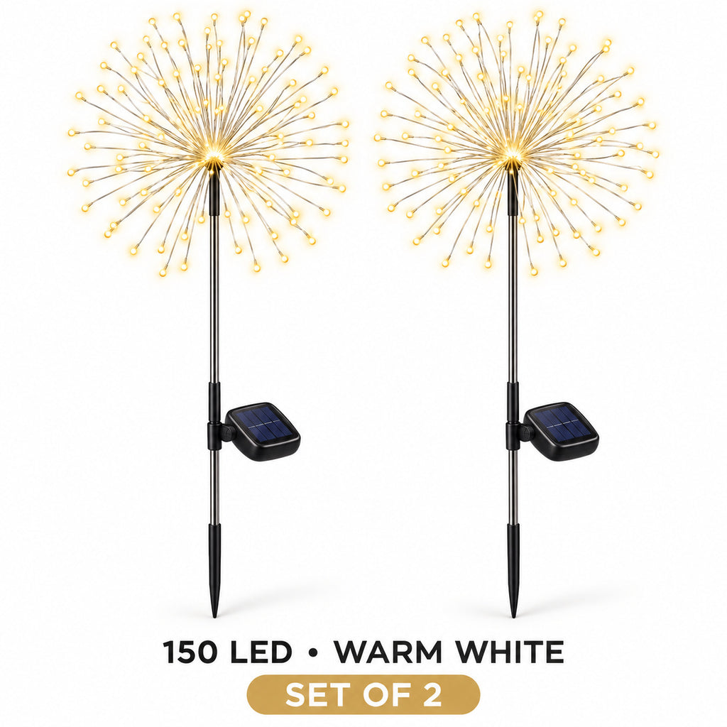 150 LED Warm White Solar Fireworks Lights – Set of 2