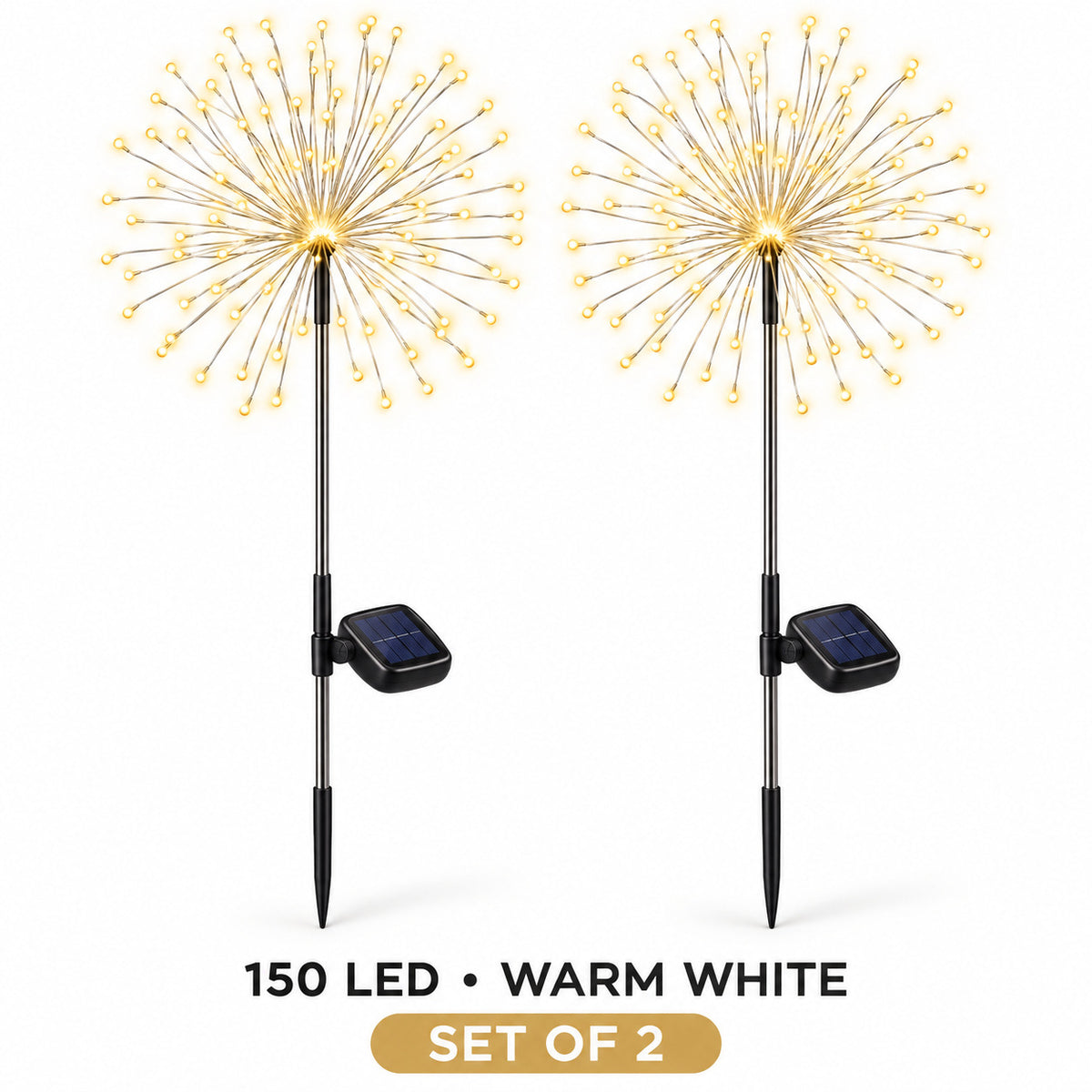 150 LED Warm White Solar Fireworks Lights – Set of 2