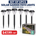Solar Garden Path Lights – Set of 6