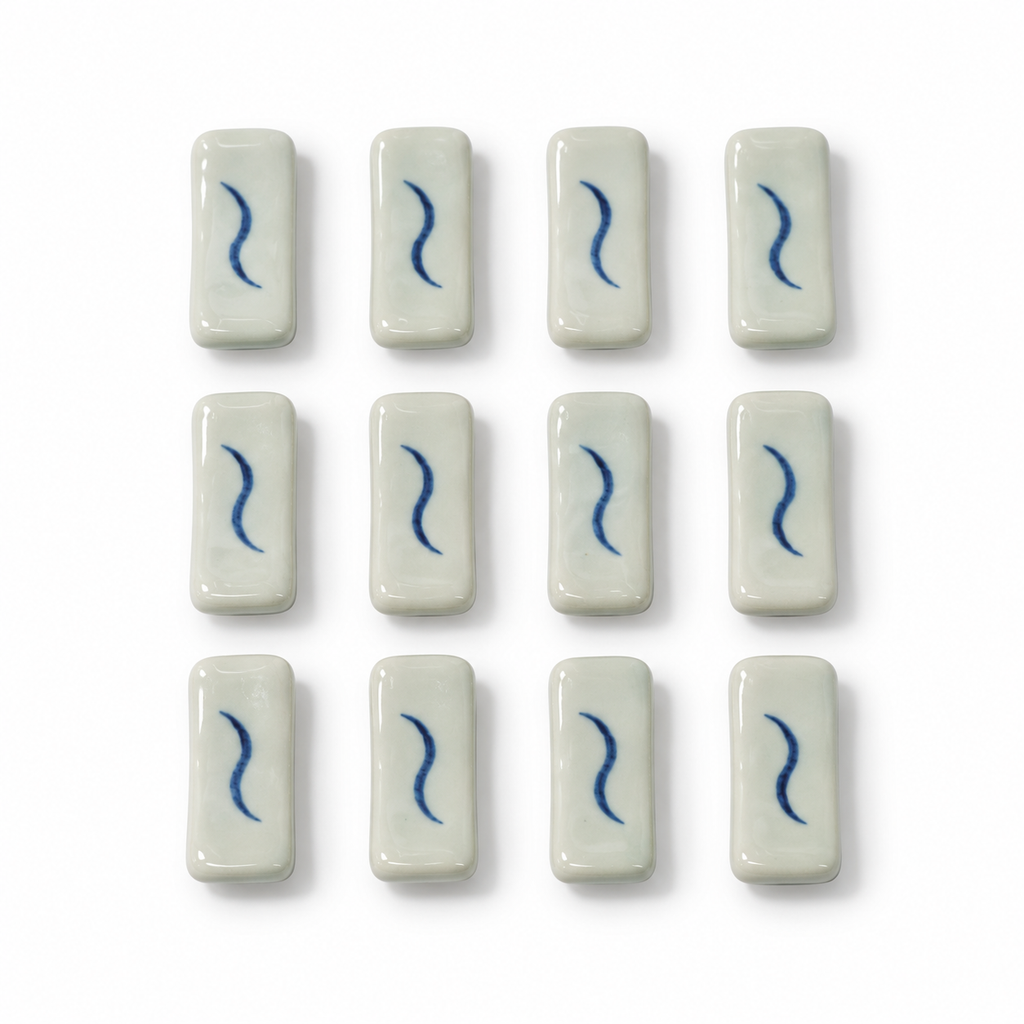 Blue & White Chopstick Rests – Set of 12