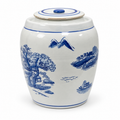 Large Blue & White Landscape Lidded Ginger Jar – 36cm