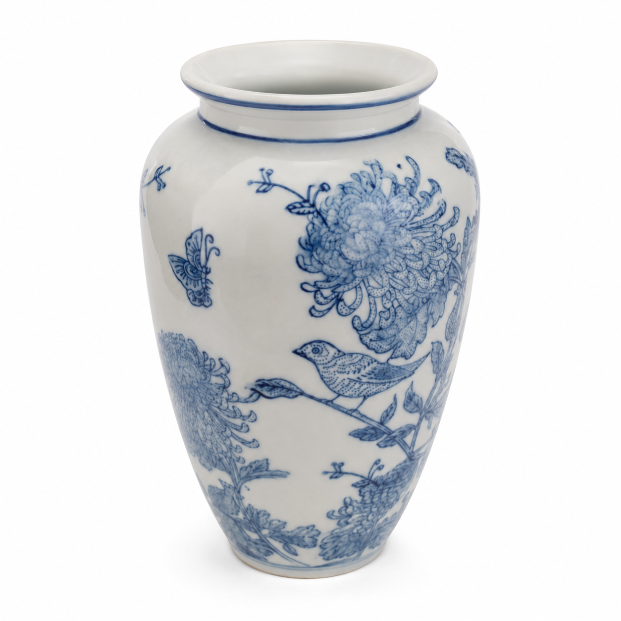 10-Inch Blue & White Radish-Shaped Porcelain Vase