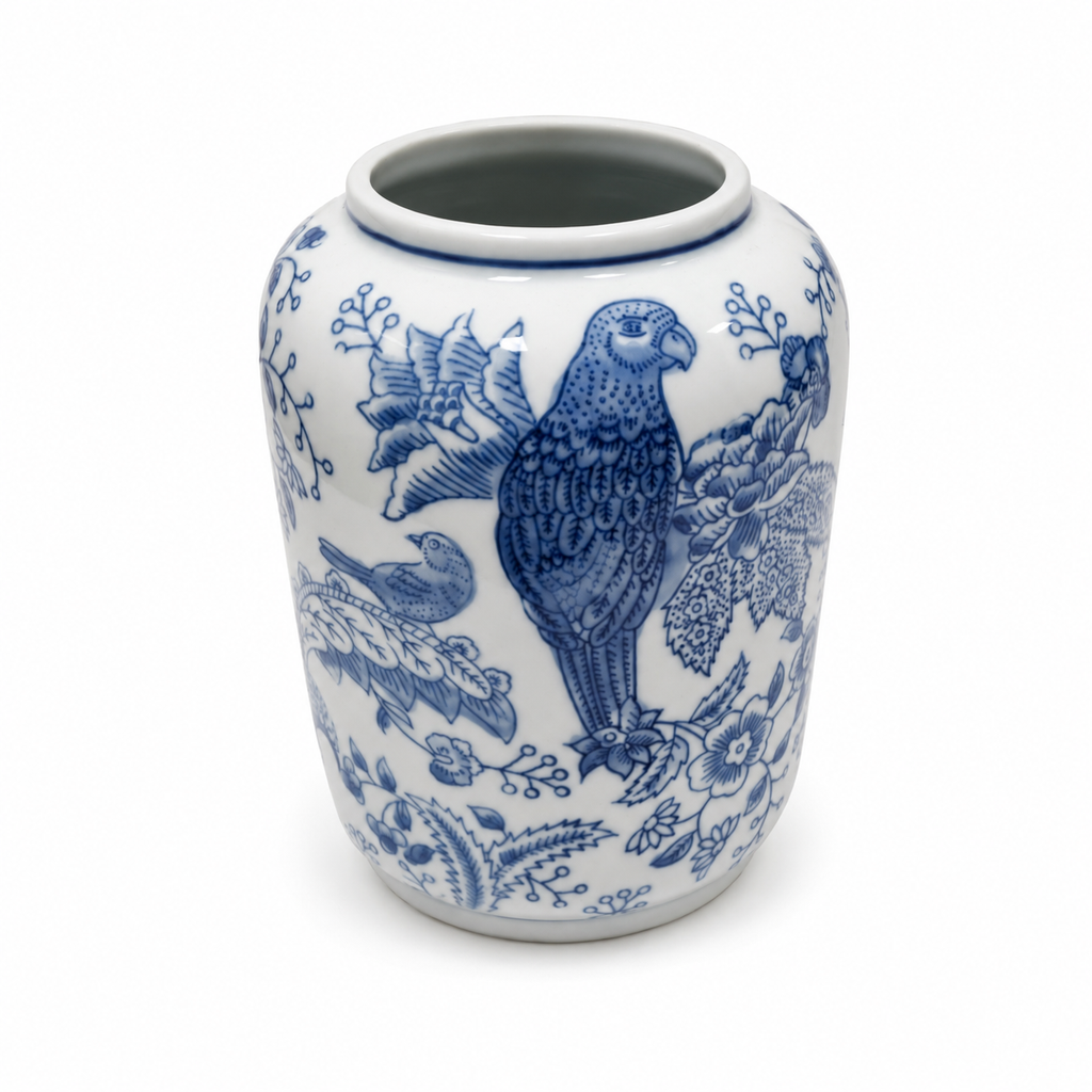 8-Inch Blue & White Porcelain Lantern Vase