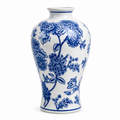 13-Inch Blue & White Floral Meiping Porcelain Vase