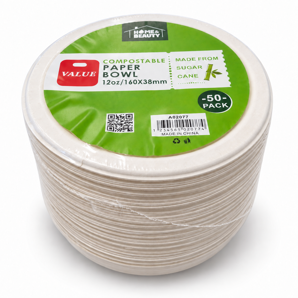 Compostable Paper Bowls – 12 oz, 50 Pack