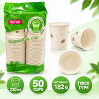 Thick Disposable Paper Cups – 230 ml, 50 Pack