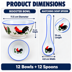 Rooster Bowl & Spoon Set – 12 Bowls + 12 Spoons