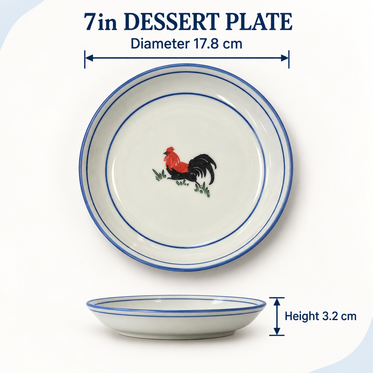 Rooster 7in Dessert Plates – Set of 4