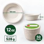 Compostable Paper Bowls – 12 oz, 50 Pack