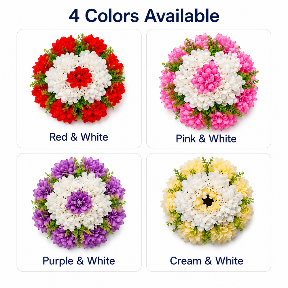 30cm Artificial Flower Wreath – 4 Colours Available