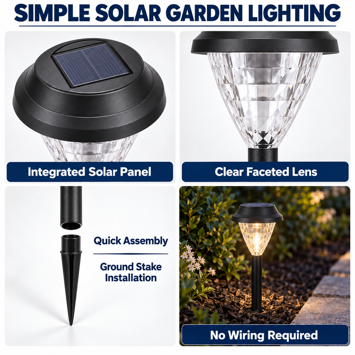 Solar Garden Path Lights – Set of 6