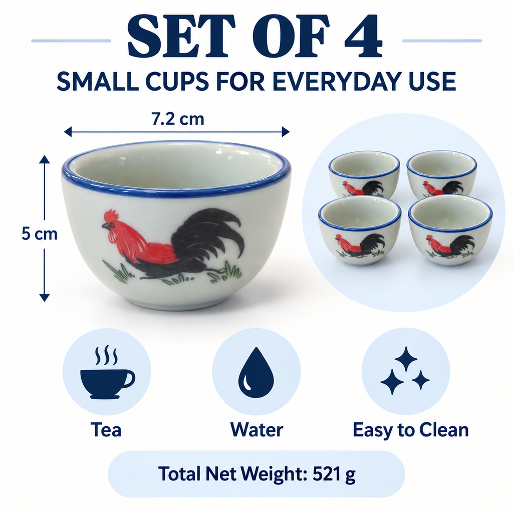Rooster Jiangzhong Cups – Set of 4
