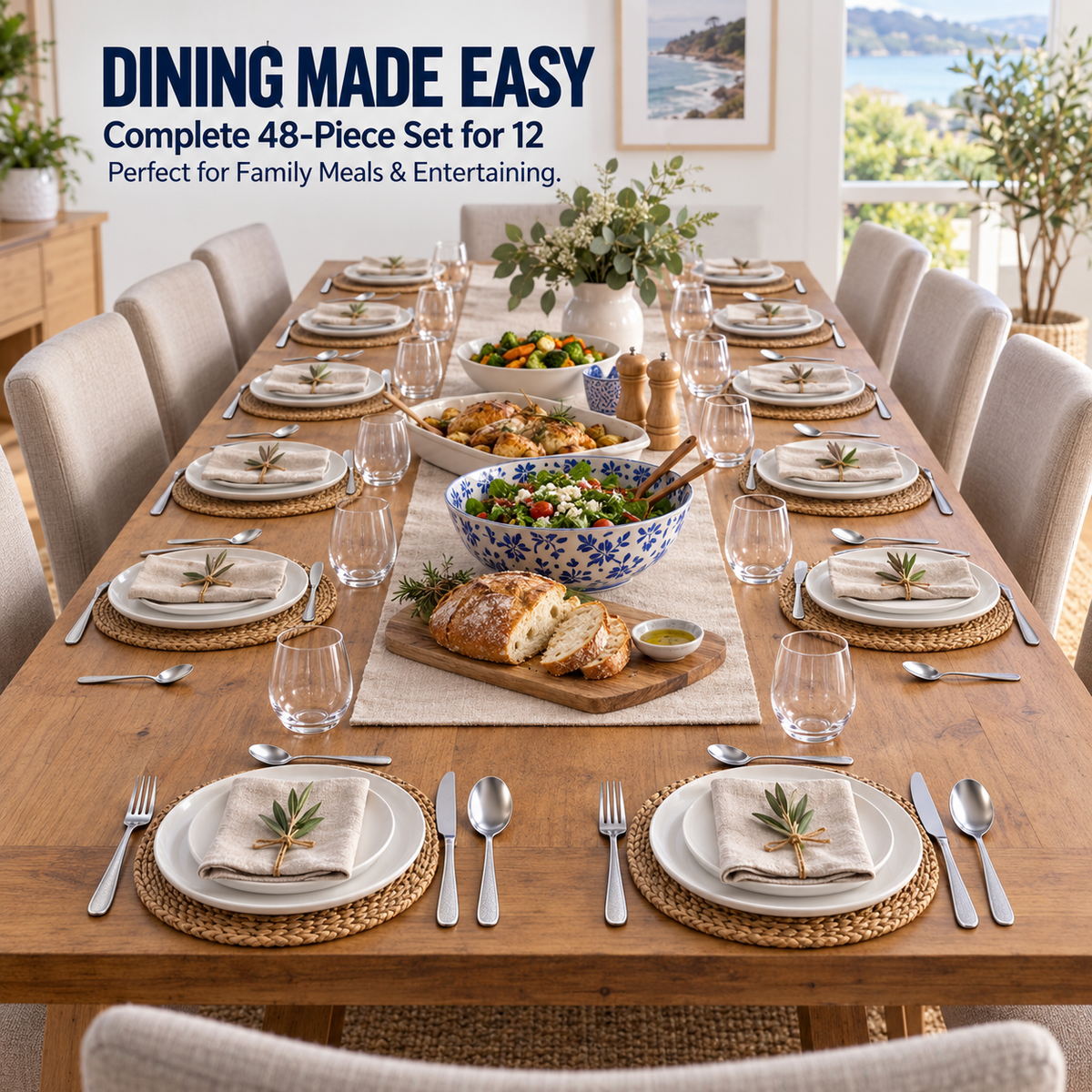 48-Piece Stainless Steel Tableware Set – Service for 12