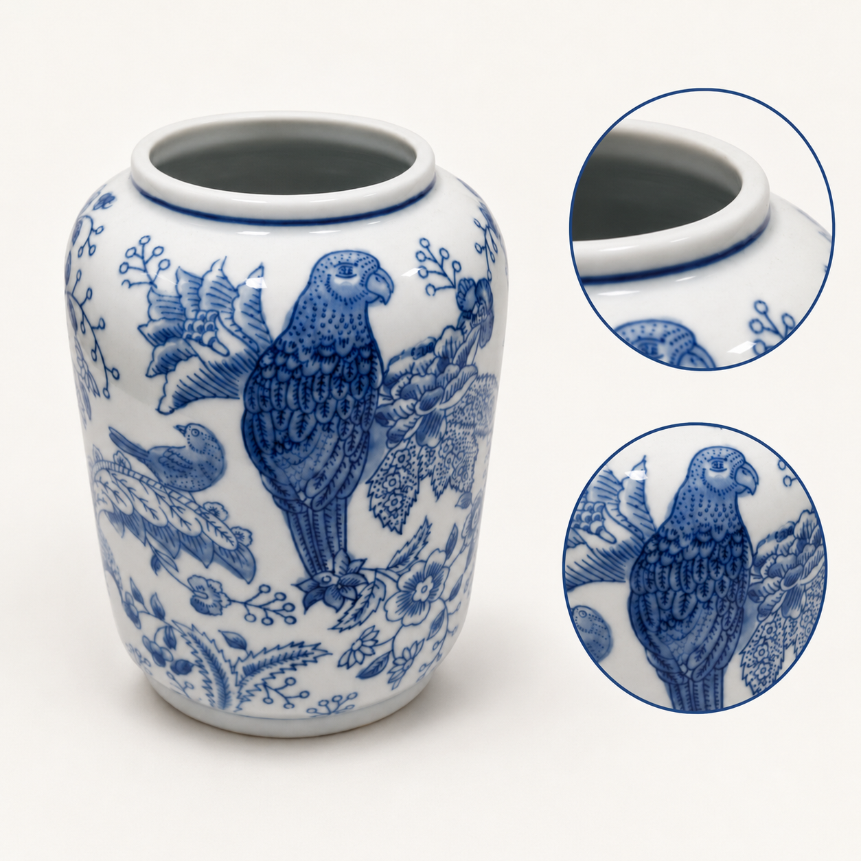 8-Inch Blue & White Porcelain Lantern Vase