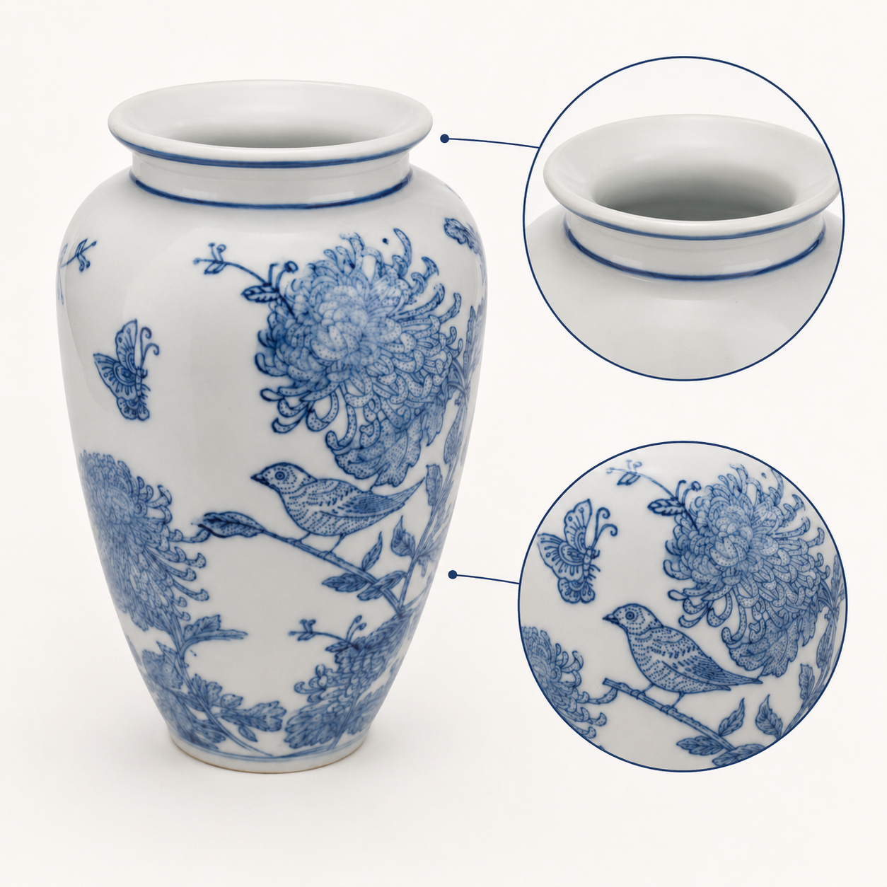 10-Inch Blue & White Radish-Shaped Porcelain Vase