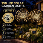 150 LED Warm White Solar Fireworks Lights – Set of 2