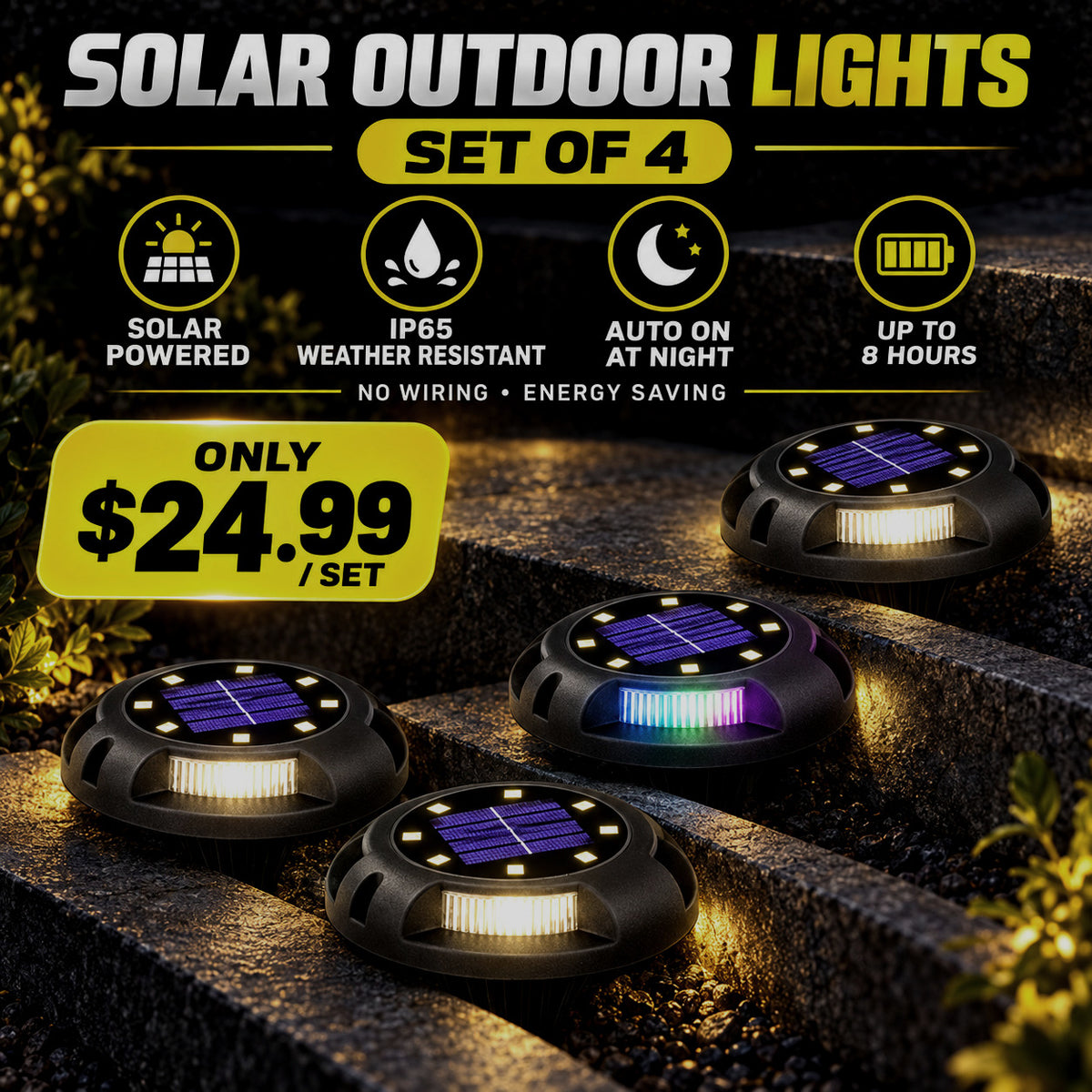 Solar Outdoor Buried Lights – Set of 4