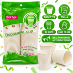 Thick Disposable Paper Cups – 230 ml, 50 Pack