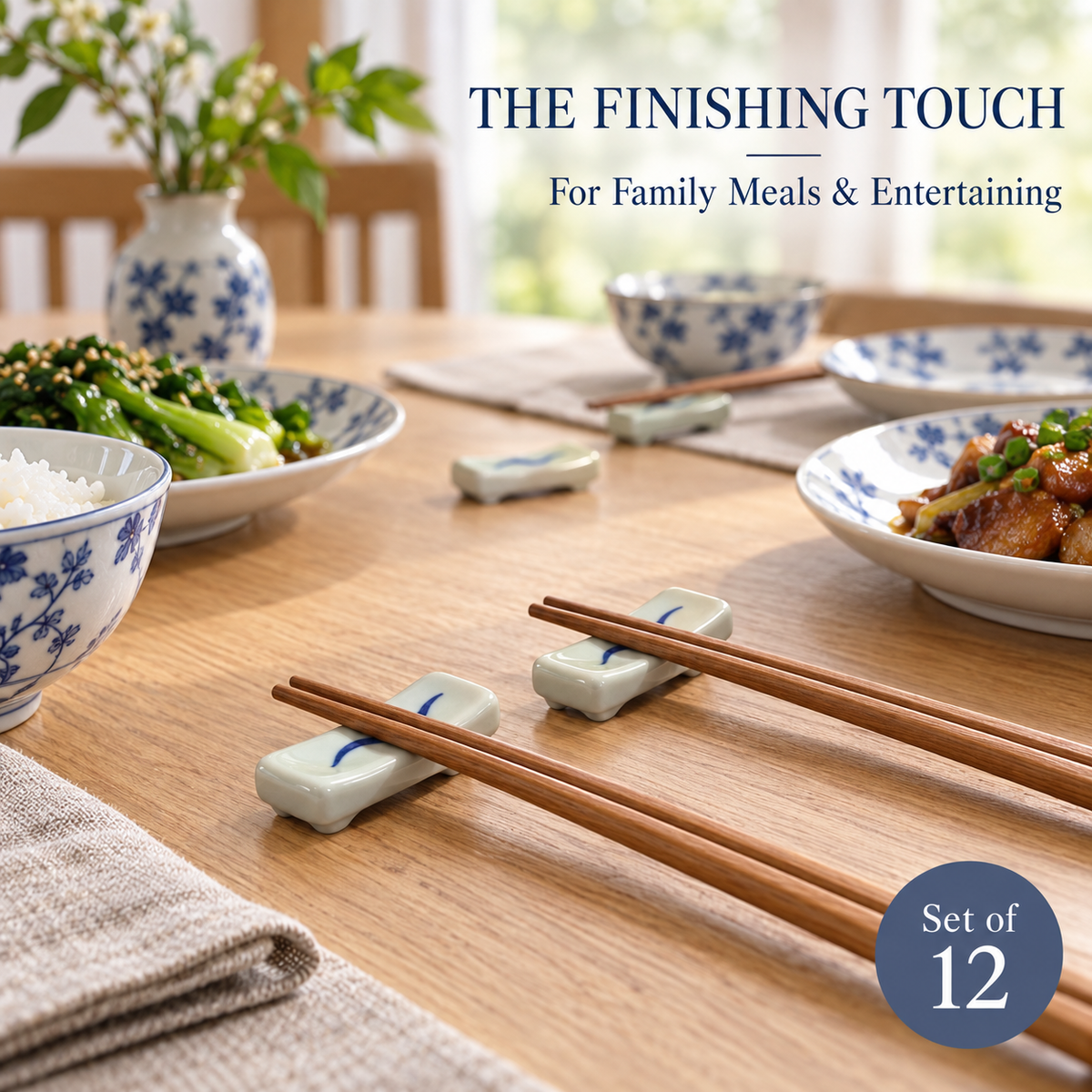 Blue & White Chopstick Rests – Set of 12