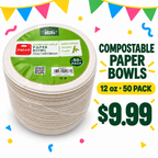 Compostable Paper Bowls – 12 oz, 50 Pack