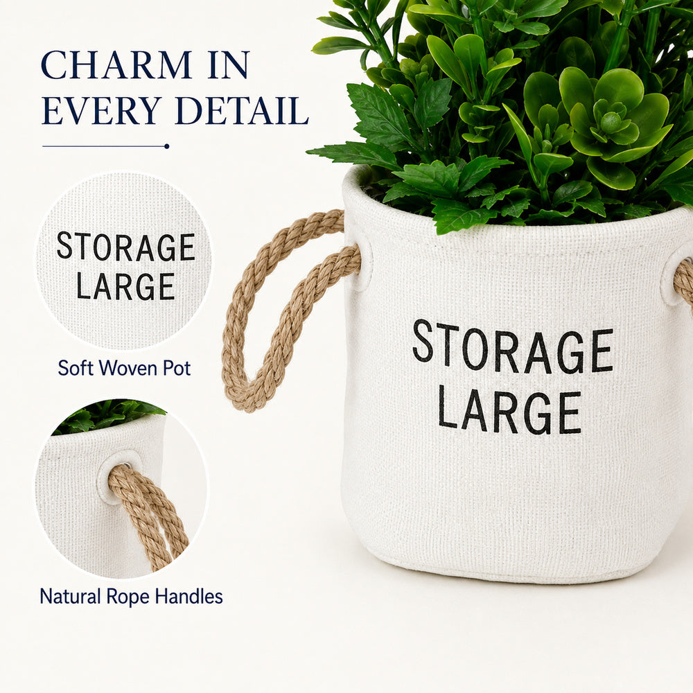 Artificial Daisy Arrangement in Woven Storage Pot – 26 cm