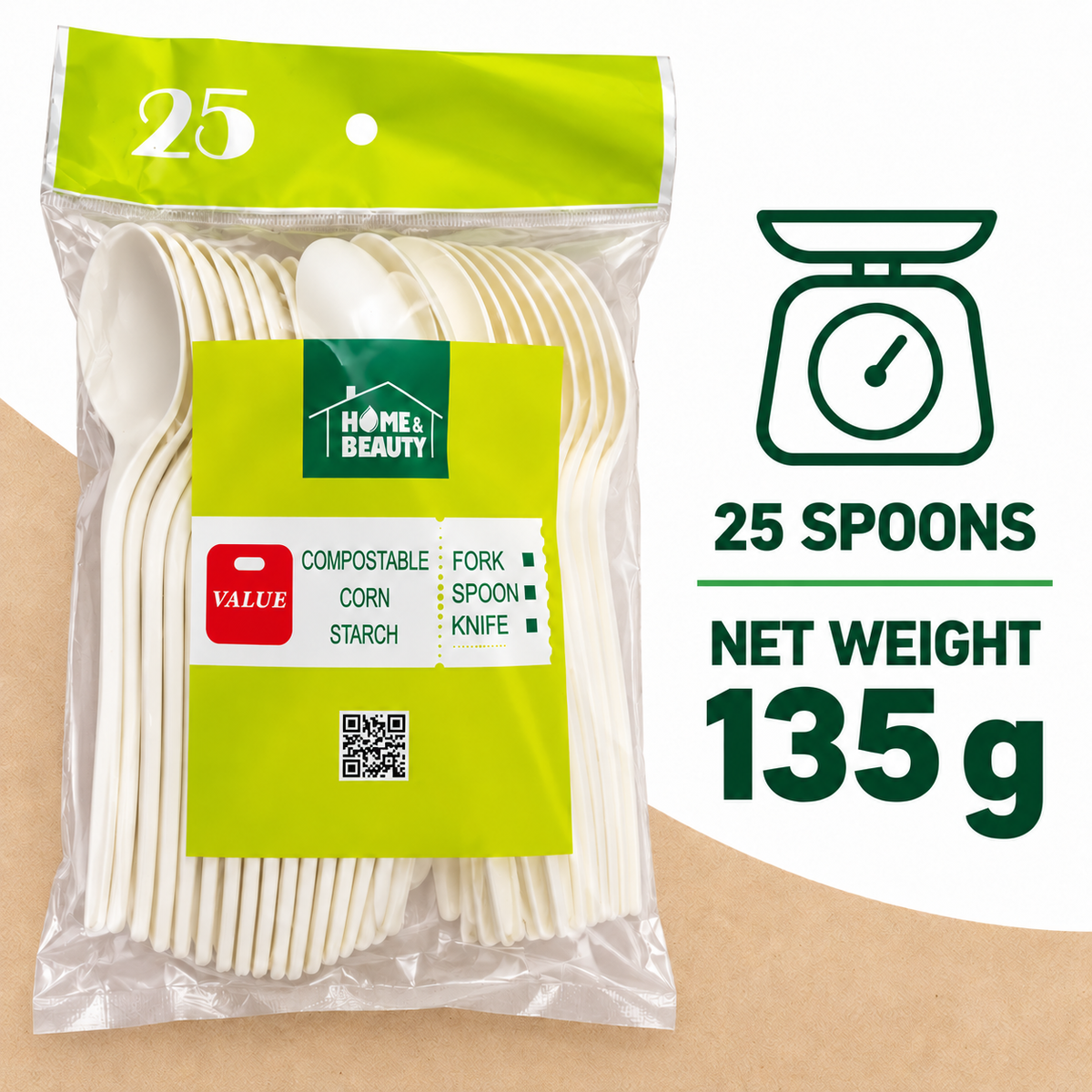 Compostable Spoons – 25 Pack
