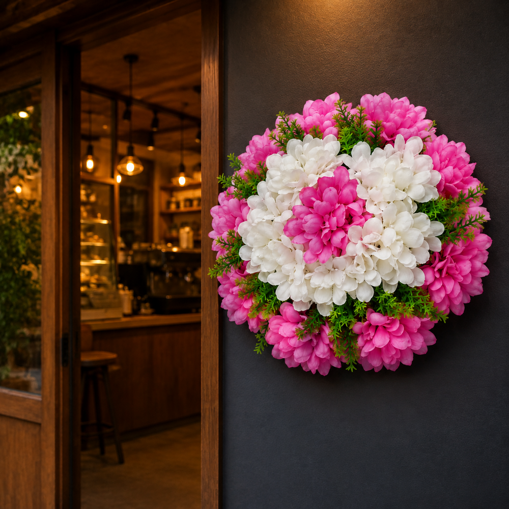 30cm Artificial Flower Wreath – 4 Colours Available