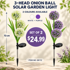 Set of 2 Solar 3-Head Onion Ball Garden Lights – 72cm