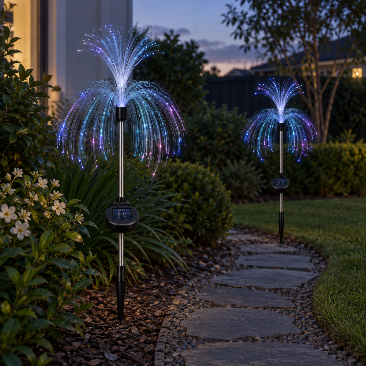 Set of 2 Solar Fiber Optic Garden Lights – 86cm