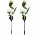 Set of 2 Solar 3-Head Peony Flower Garden Lights – 72cm