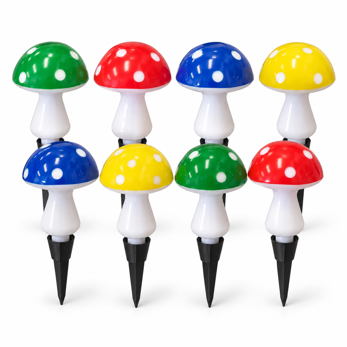 Set of 8 Solar Mushroom Garden Lights – 15cm