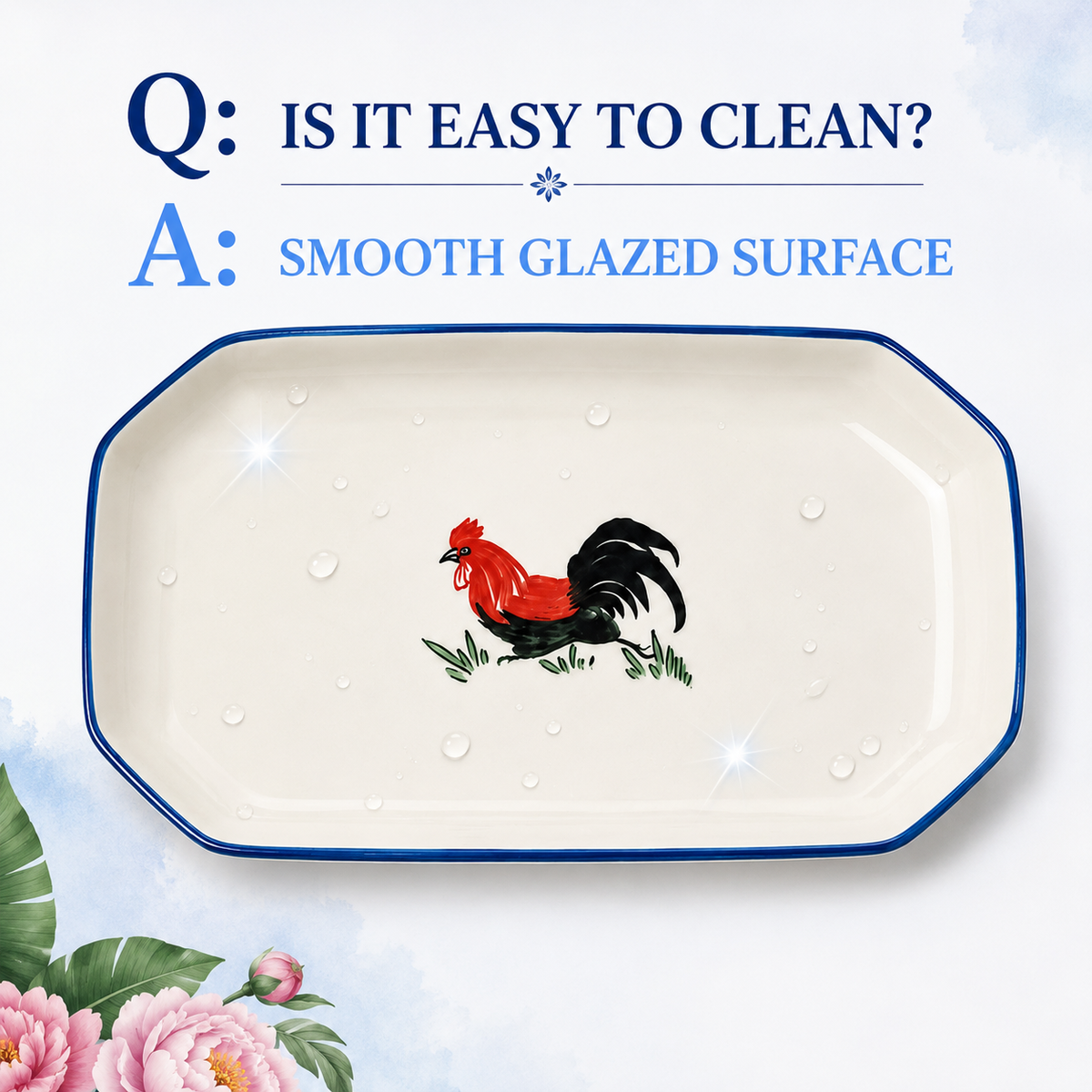 Red Rooster 12-Inch Octagonal Platters – Set of 2
