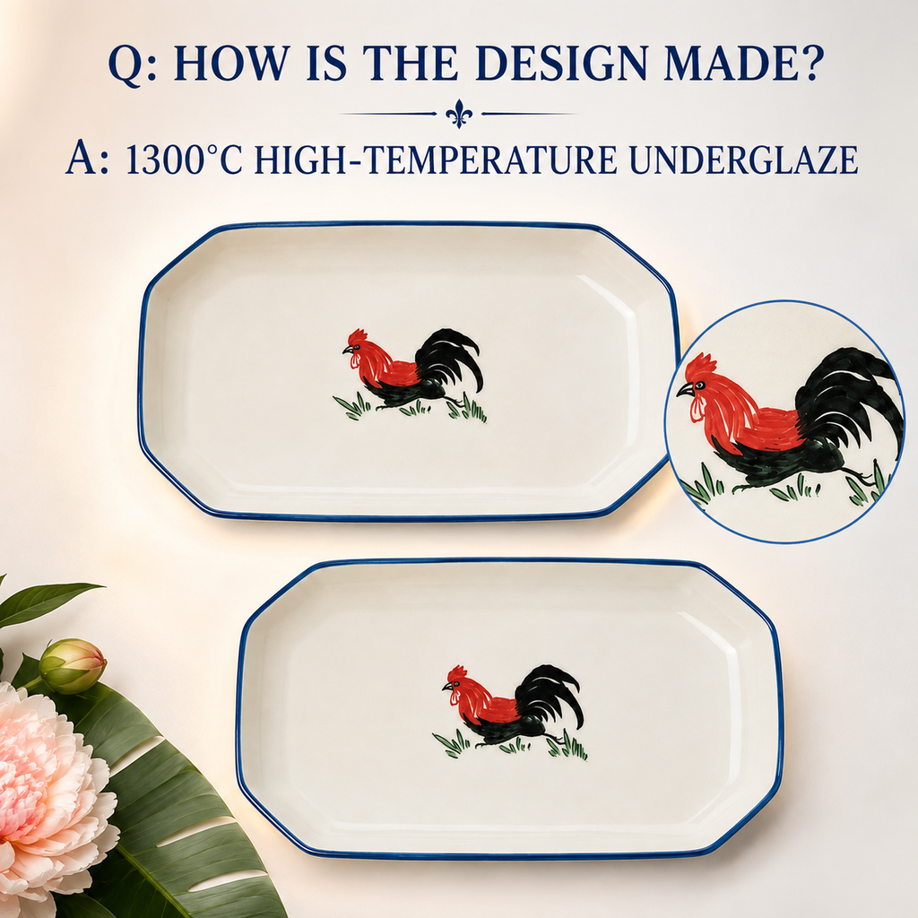 Red Rooster 12-Inch Octagonal Platters – Set of 2