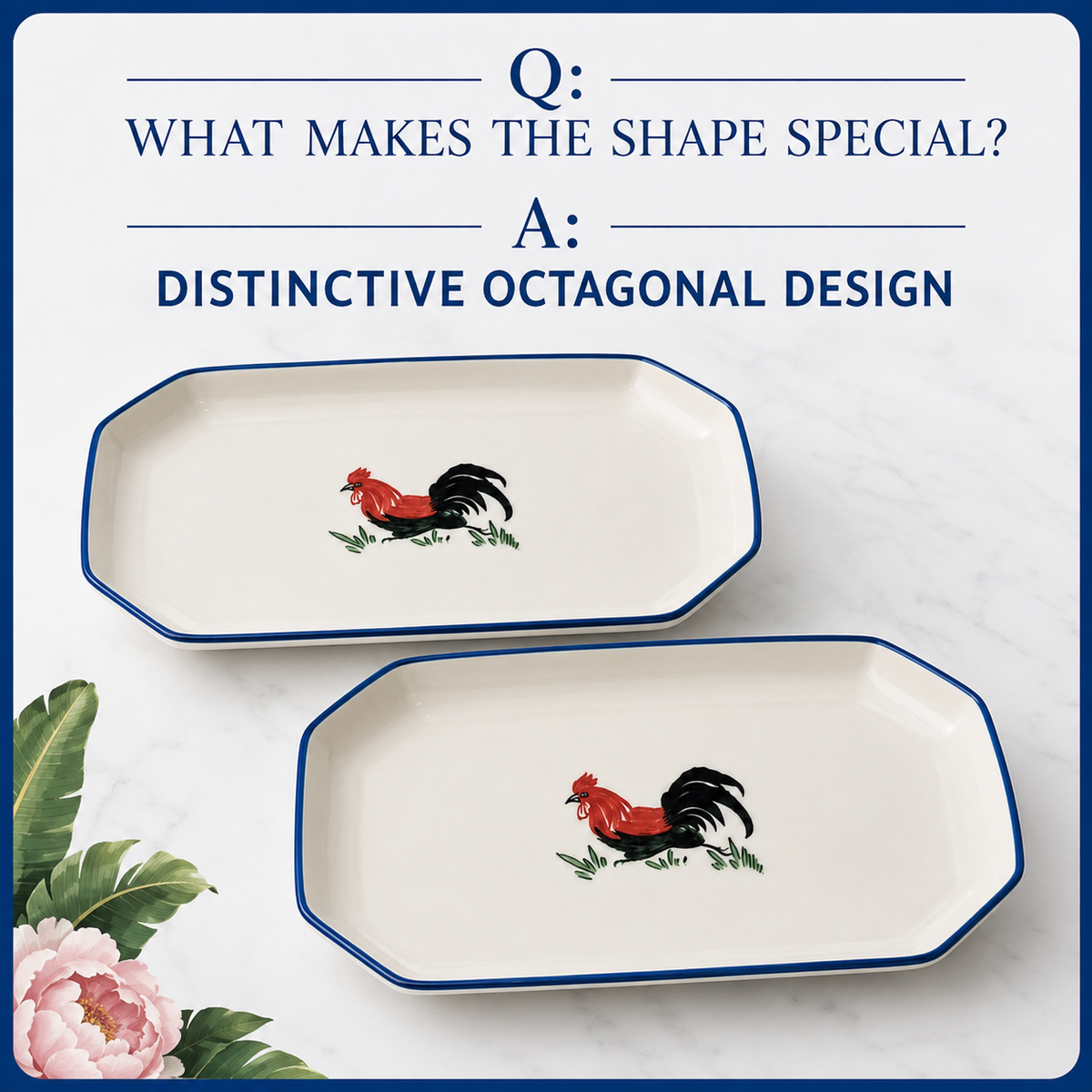 Red Rooster 12-Inch Octagonal Platters – Set of 2