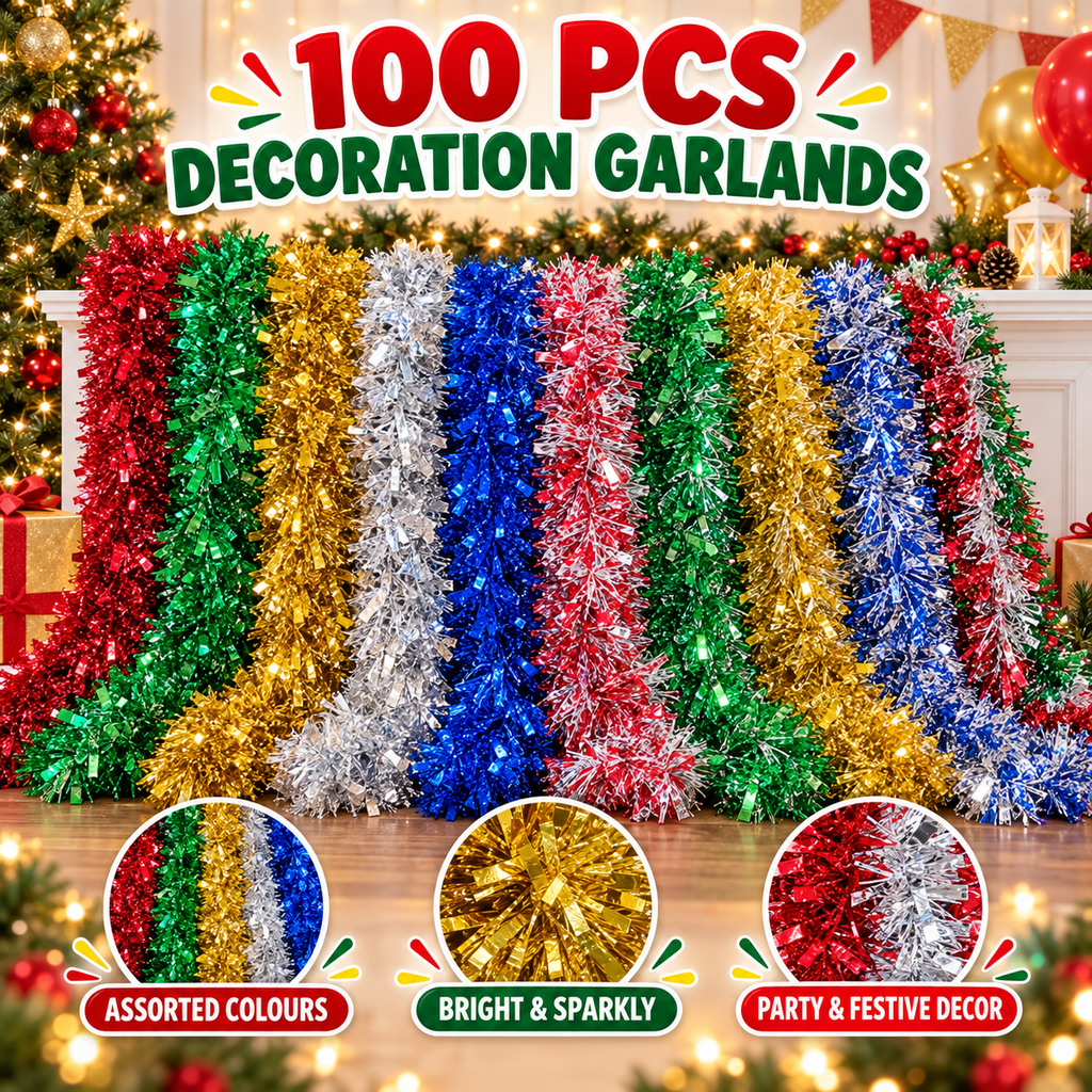 Decorative Tinsel Garlands – Pack of 100