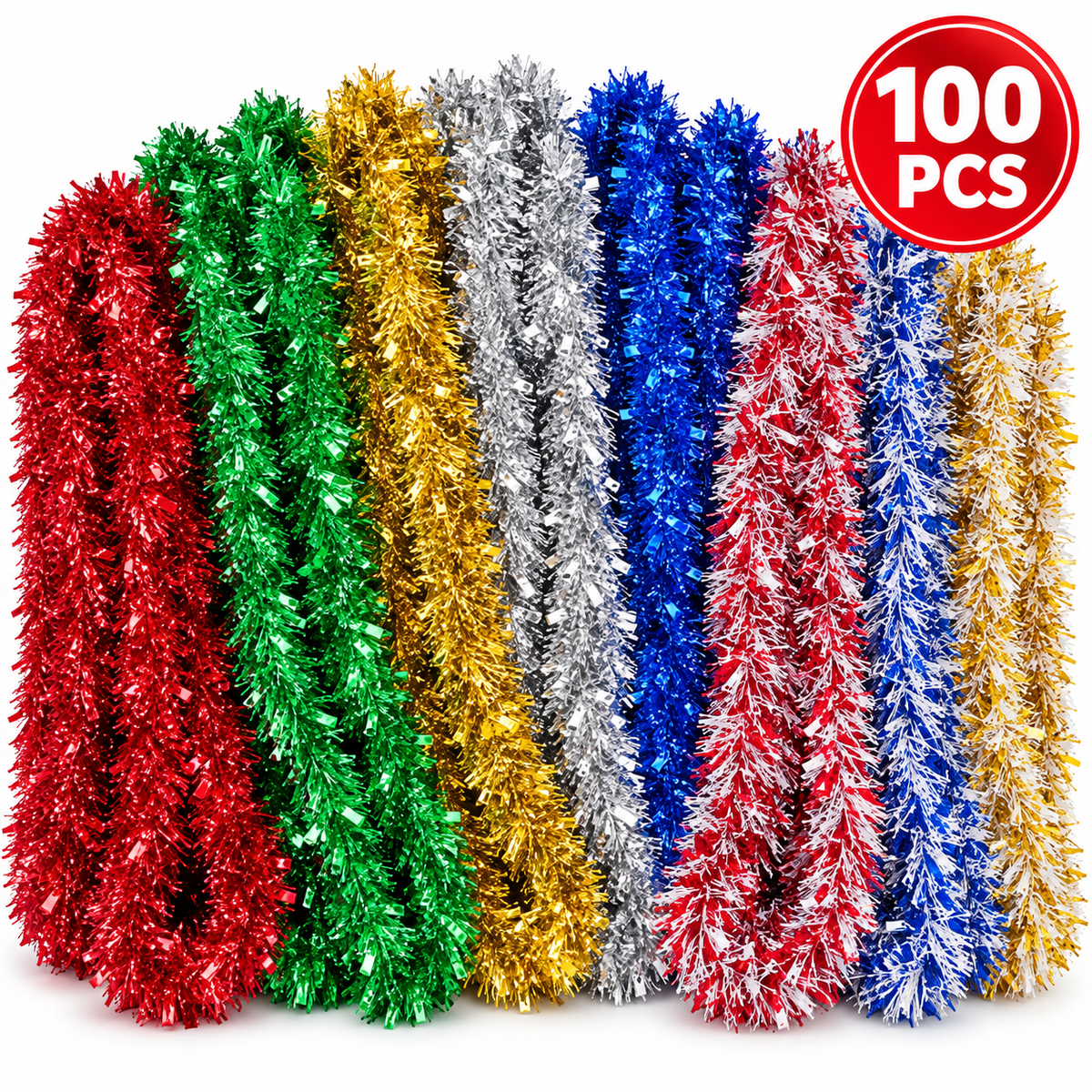 Decorative Tinsel Garlands – Pack of 100