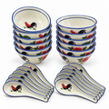 Rooster Bowl & Spoon Set – 12 Bowls + 12 Spoons