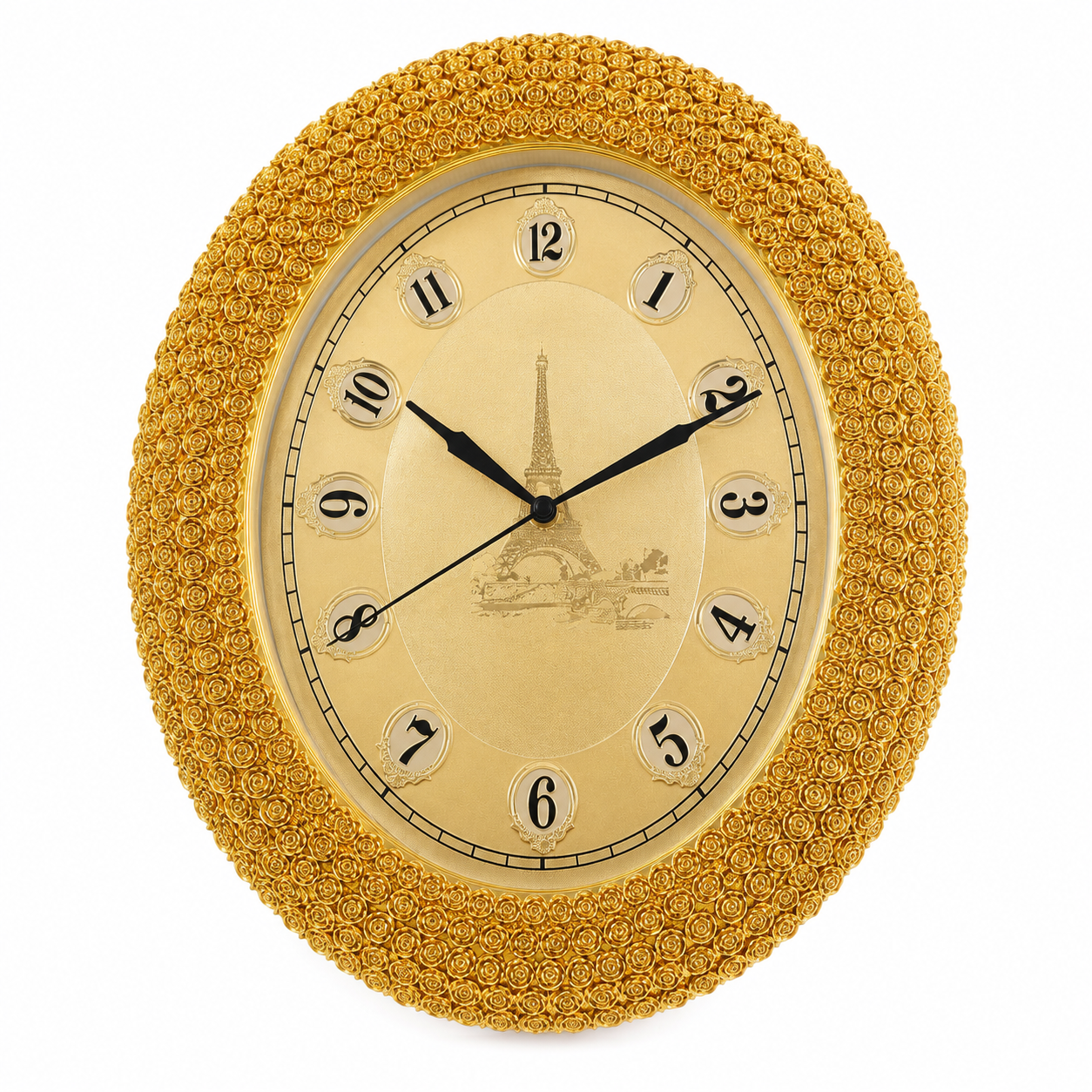 46cm Ornate Gold Rose Oval Wall Clock – Item 323
