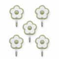 5-Pack Flower Adhesive Wall Hooks – Sage Green & White