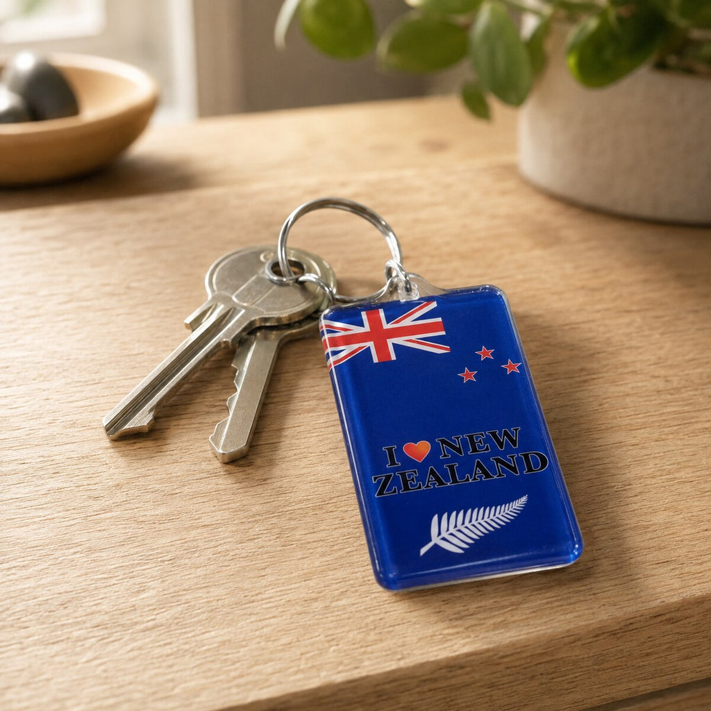 I Love New Zealand Acrylic Keyring