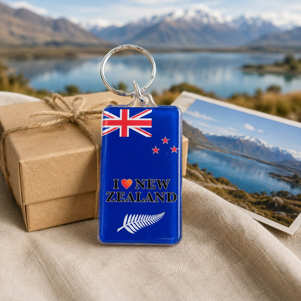 I Love New Zealand Acrylic Keyring