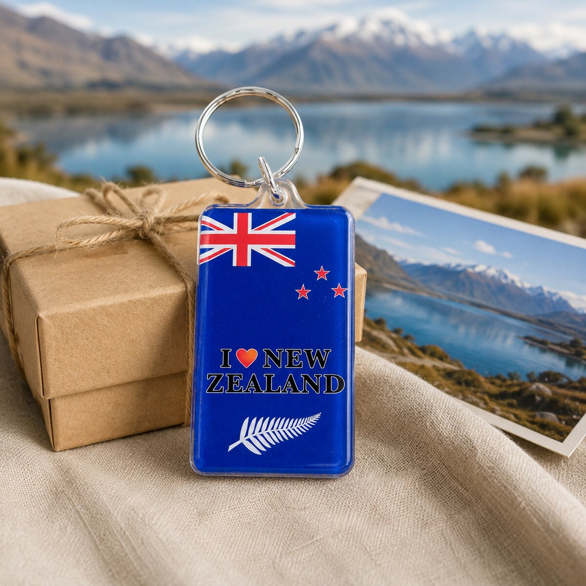 I Love New Zealand Acrylic Keyring