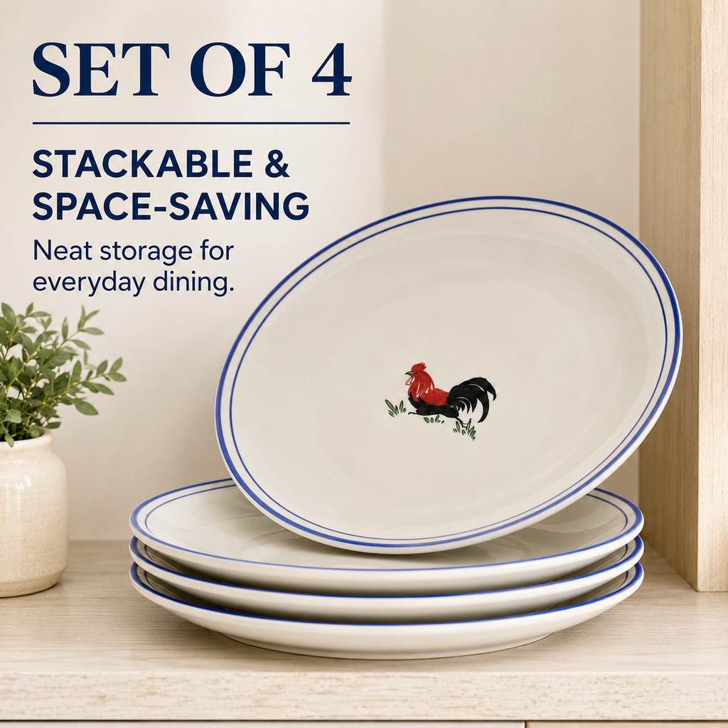 Red Rooster 10-Inch Dinner Plates – Set of 4