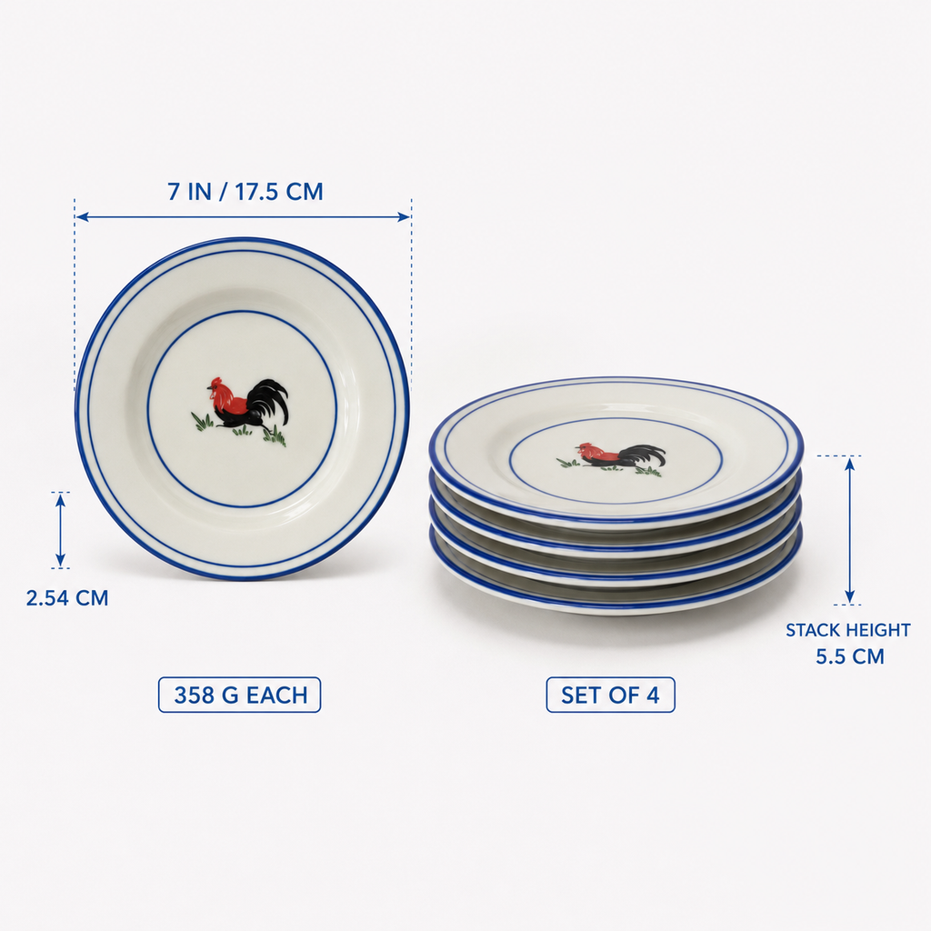 Red Rooster 7-Inch Side Plates – Set of 4