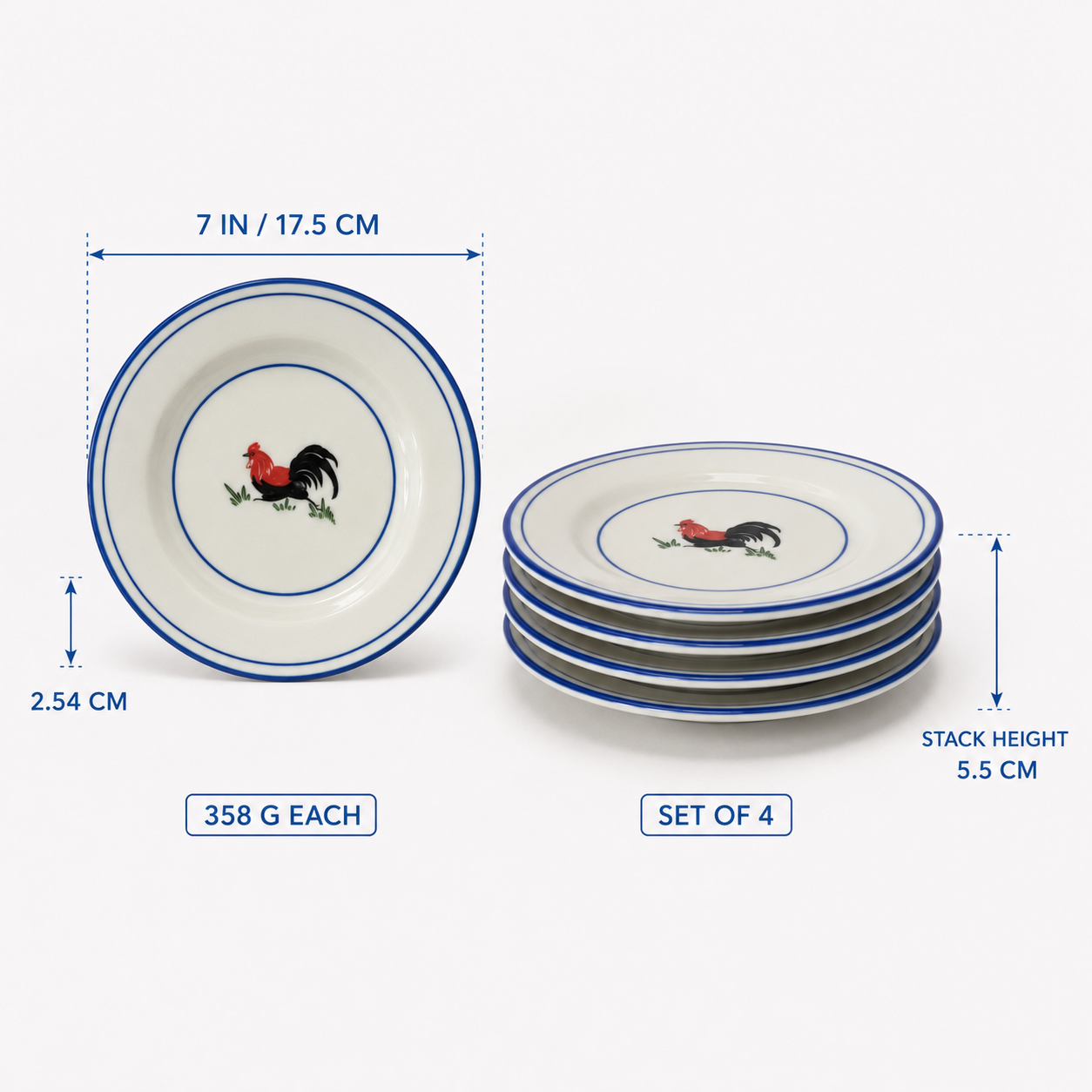 Red Rooster 7-Inch Side Plates – Set of 4