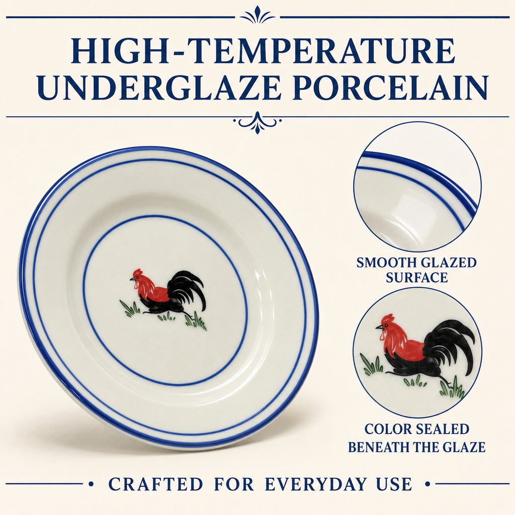 Red Rooster 7-Inch Side Plates – Set of 4