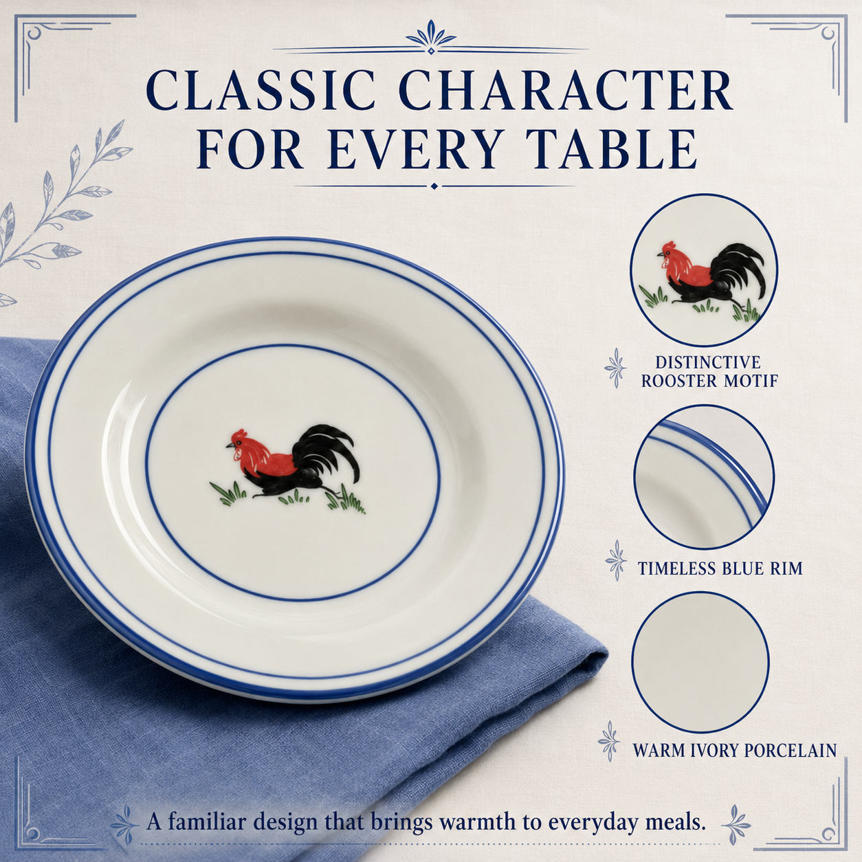 Red Rooster 7-Inch Side Plates – Set of 4
