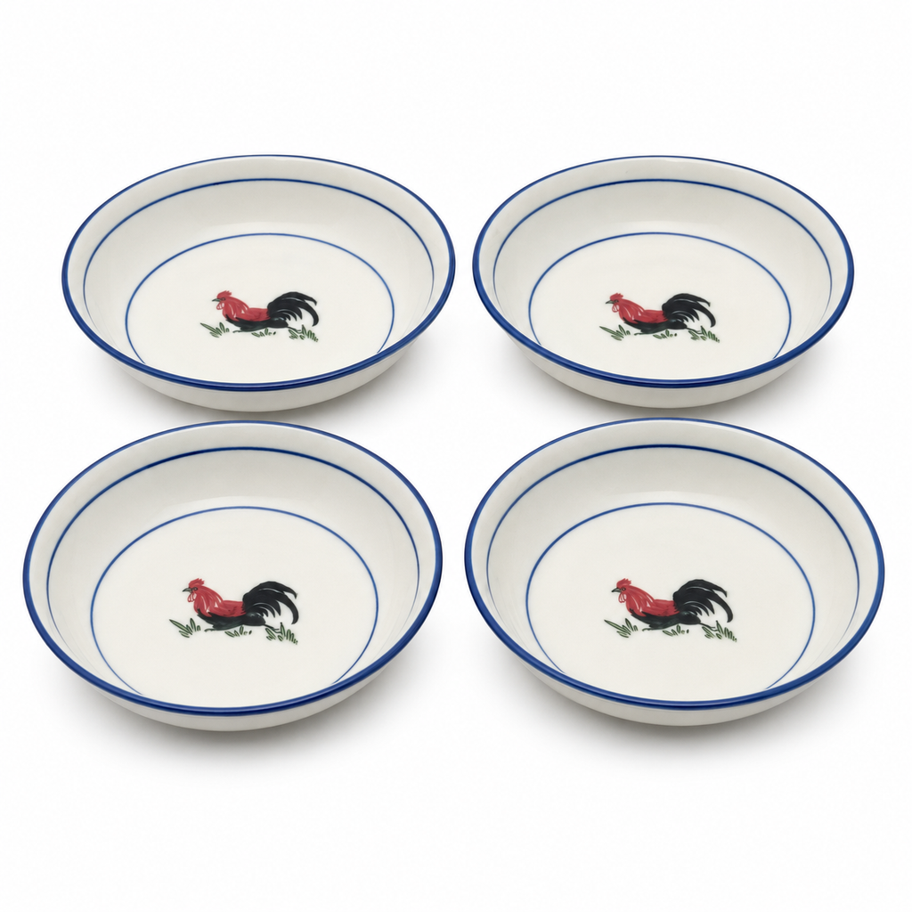 Red Rooster 8-Inch Deep Plates – Set of 4
