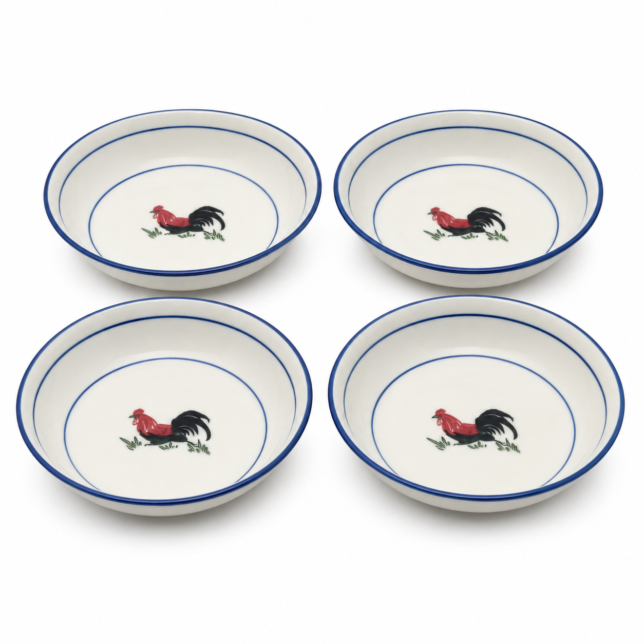 Red Rooster 8-Inch Deep Plates – Set of 4