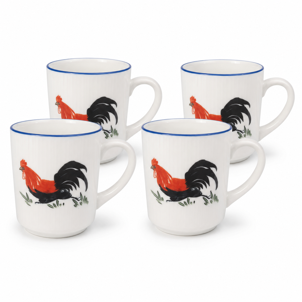 Red Rooster 8.5 oz Coffee Mugs – Set of 4